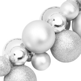 Julekulekrans sølv 175 cm polystyren
