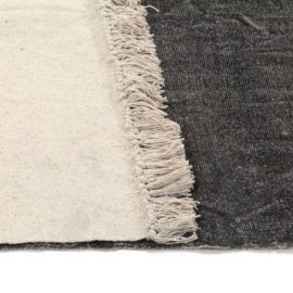 Gulvsteppe kilim-vevet bomull 120×180 cm antrasitt