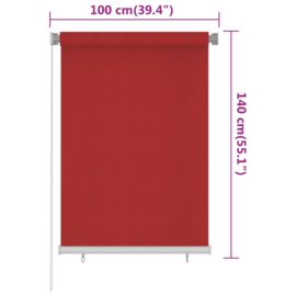 Utendørs rullegardin 100×140 cm rød HDPE