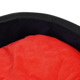 Hundeseng svart og rød 99x89x21 cm plysj og kunstig lær