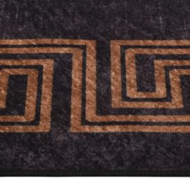 Vaskbart teppe 80×150 cm svart og gull sklisikker