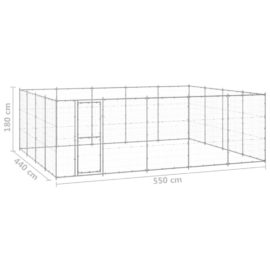 Utendørs hundegård 24,2 m² galvanisert stål
