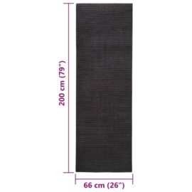 Teppe naturlig sisal 66×200 cm svart
