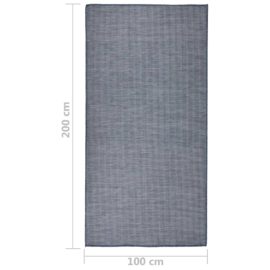 Utendørs flatvevd teppe 100×200 cm blå