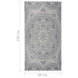 Utendørs flatvevd teppe 80×150 cm blå mønster