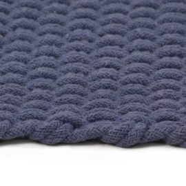 Teppe rektangulær marineblå 200×300 cm bomull