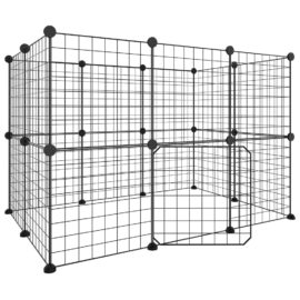 Dyrebur 20 paneler med dør svart 35×35 cm stål