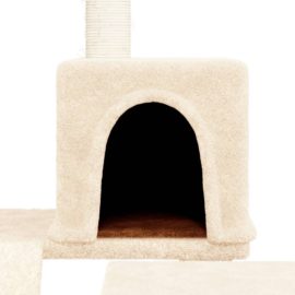 Kattetre med klorestolper i sisal kremhvit 82 cm
