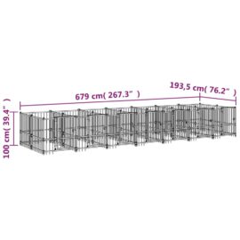 Utendørs hundegård stål 13,14 m²