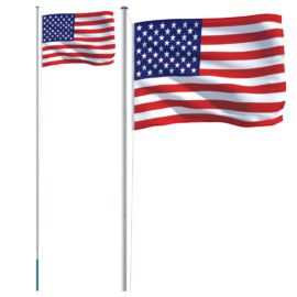 Amerikansk flagg og stang 6,23 m aluminium