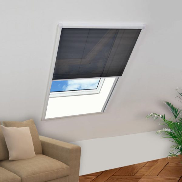Plissert insektskjerm for vindu aluminium 60×80 cm