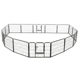 Hundegrind 16 paneler stål 60×80 cm svart
