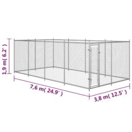 Utendørs hundegård 7,6×3,8×1,9 m