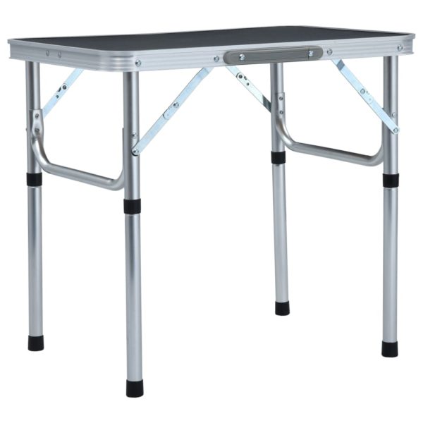 Sammenleggbart campingbord grå aluminium 60×45 cm
