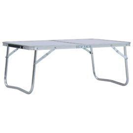 Sammenleggbart campingbord hvit aluminium 60×40 cm