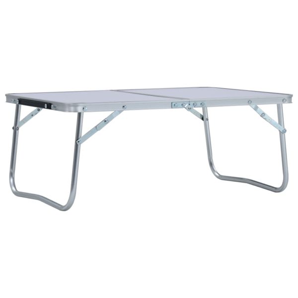 Sammenleggbart campingbord hvit aluminium 60×40 cm