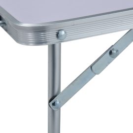 Sammenleggbart campingbord hvit aluminium 60×40 cm