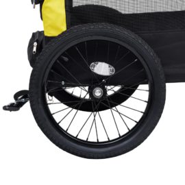 Sykkeltilhenger og joggevogn for kjæledyr 2-i-1 gul og svart