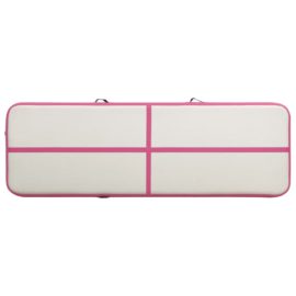 Oppblåsbar gymnastikkmatte med pumpe 300x100x20 cm PVC rosa