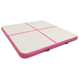 Oppblåsbar gymnastikkmatte med pumpe 200x200x20 cm PVC rosa