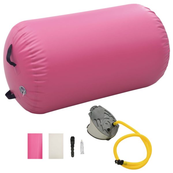 Oppblåsbar gymnastikkrull med pumpe 100×60 cm PVC rosa
