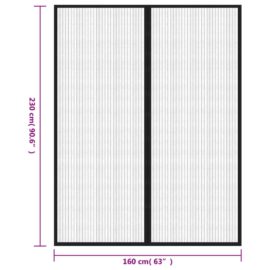 Insektsgardiner for dør 2 stk med magnetblokker svart 230x160cm