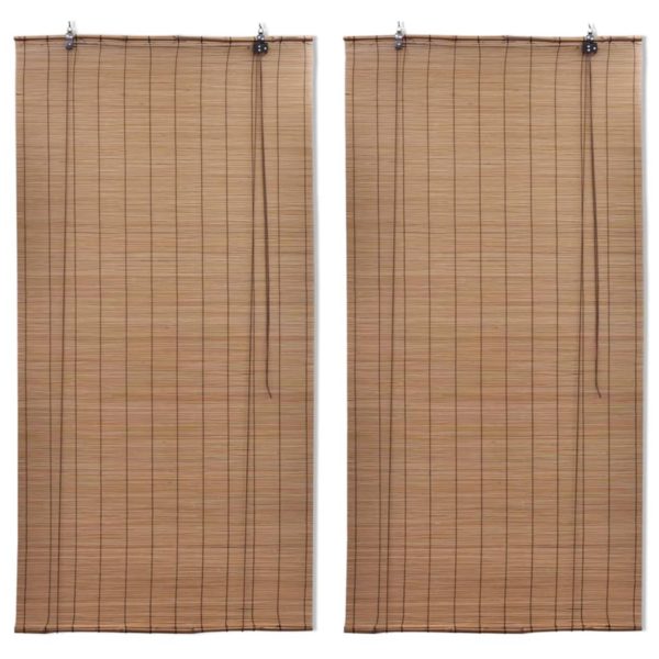 Rullegardiner 2 stk bambus 120×220 cm brun