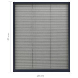 Plissert insektskjerm for vindu aluminium antrasitt 60×80 cm