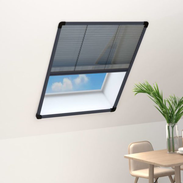 Plissert insektskjerm for vindu aluminium antrasitt 60×80 cm
