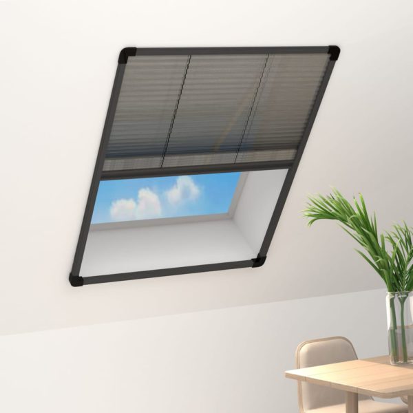 Plissert insektskjerm for vindu aluminium antrasitt 80×100 cm