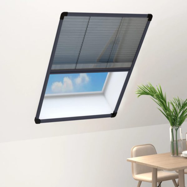 Plissert insektskjerm for vindu aluminium antrasitt 80×120 cm