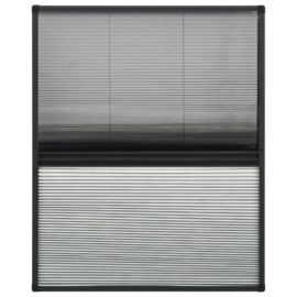 Plissert insektskjerm vindu aluminium 60×80 cm med solskjerm