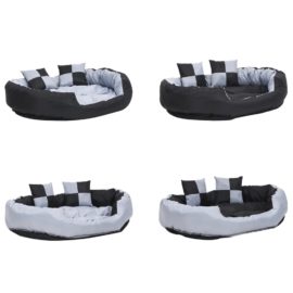 Vendbar og vaskbar hundepute grå og svart 110x80x23