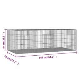 Kaninbur med 3 paneler 163x79x54 cm galvanisert jern