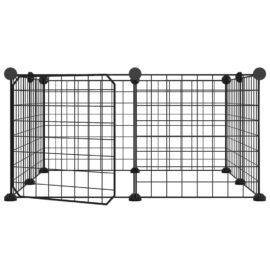 Dyrebur 8 paneler med dør svart 35×35 cm stål