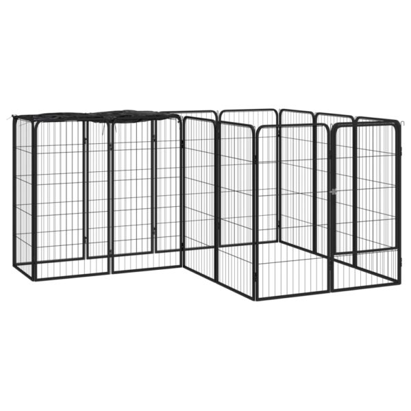 Hundegrind med 14 paneler svart 50×100 cm pulverlakkert stål