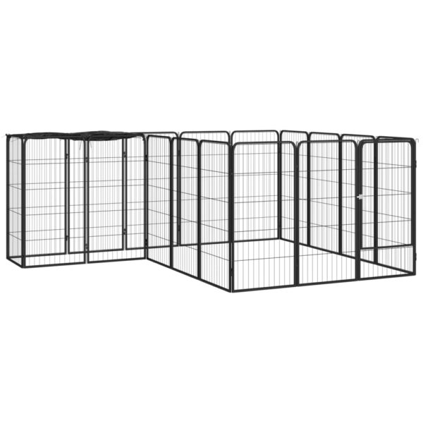 Hundegrind med 18 paneler svart 50×100 cm pulverlakkert stål