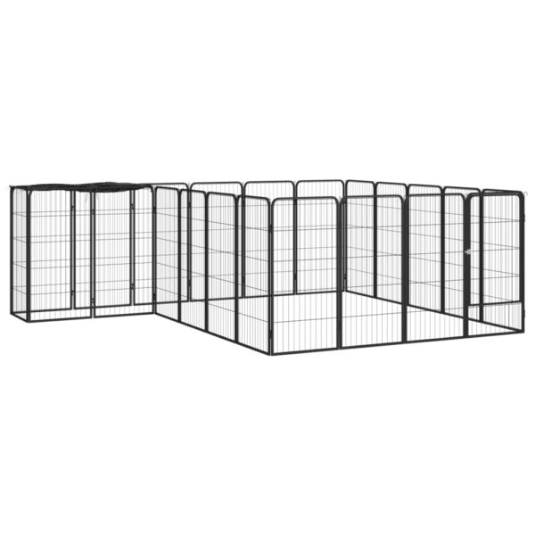 Hundegrind med 22 paneler svart 50×100 cm pulverlakkert stål