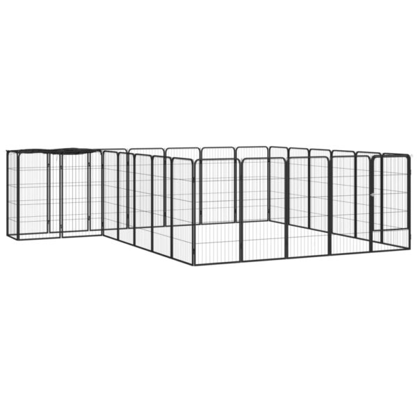 Hundegrind med 26 paneler svart 50×100 cm pulverlakkert stål