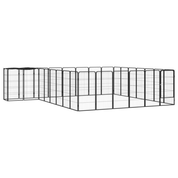 Hundegrind med 30 paneler svart 50×100 cm pulverlakkert stål