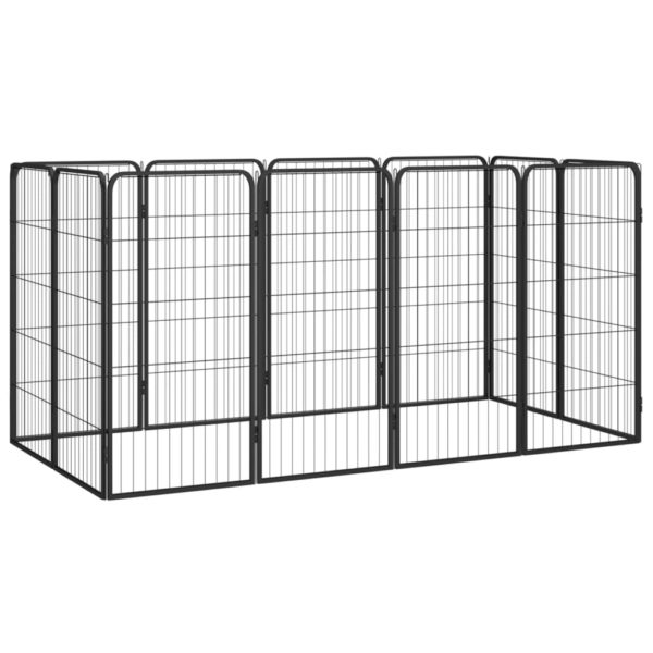 Hundegrind med 12 paneler svart 50×100 cm pulverlakkert stål
