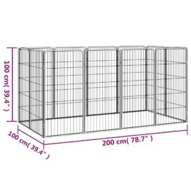 Hundegrind med 12 paneler svart 50×100 cm pulverlakkert stål