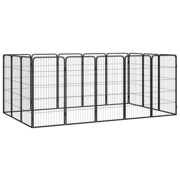 Hundegrind med 16 paneler svart 50×100 cm pulverlakkert stål