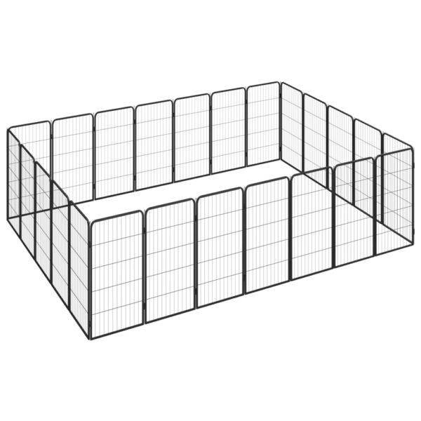 Hundegrind med 24 paneler svart 50×100 cm pulverlakkert stål