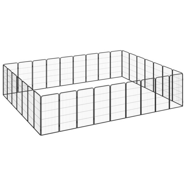 Hundegrind med 32 paneler svart 50×100 cm pulverlakkert stål