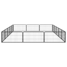 Hundegrind med 16 paneler svart 100×50 cm pulverlakkert stål