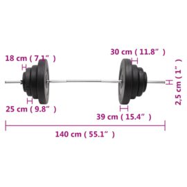 Vektstangsett med skiver 60 kg