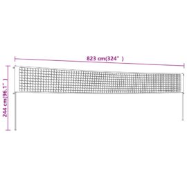 Volleyballnett gul og svart 823×244 cm PE stoff