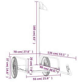 Sykkelhenger svart 135x70x37 cm jern