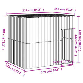 Hundehus med tak antrasitt 214x153x181 cm galvanisert stål